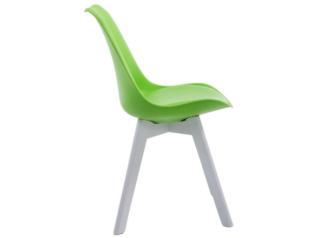 Set of 4 dining chairs - Faux leather / Wood - Green - Homzora V2