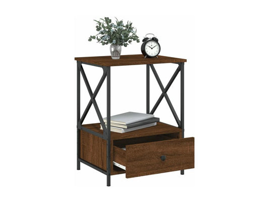 Brown oak bedside table 50x41x65 cm engineered wood