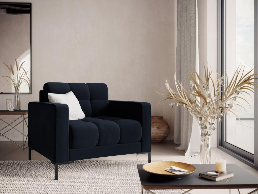 Homzora - Homzora armchair in dark blue velvet - 87x92x75cm