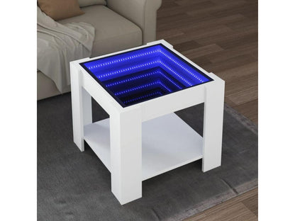 Coffee table with white LED lighting, 53x53x45 cm, engineered wood