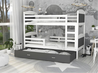 Doucezen 90x190 Bunk Bed Without Mattress White - grey Delivered with bed base and drawer.