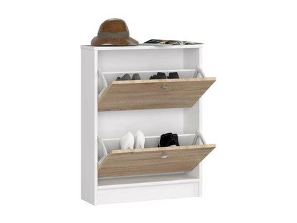 Doucezen White Shoe Cabinet 60 cm 2 Doors with Oak Front Doucezen 2 Shelves 60x20x80 cm