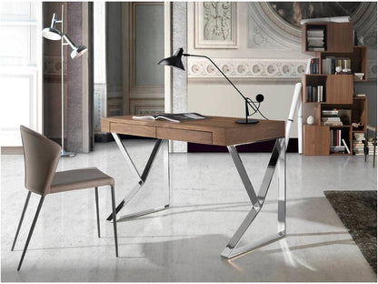 Homzora faux leather and black steel chair - set of 2 - Homzora 28 Mauve color