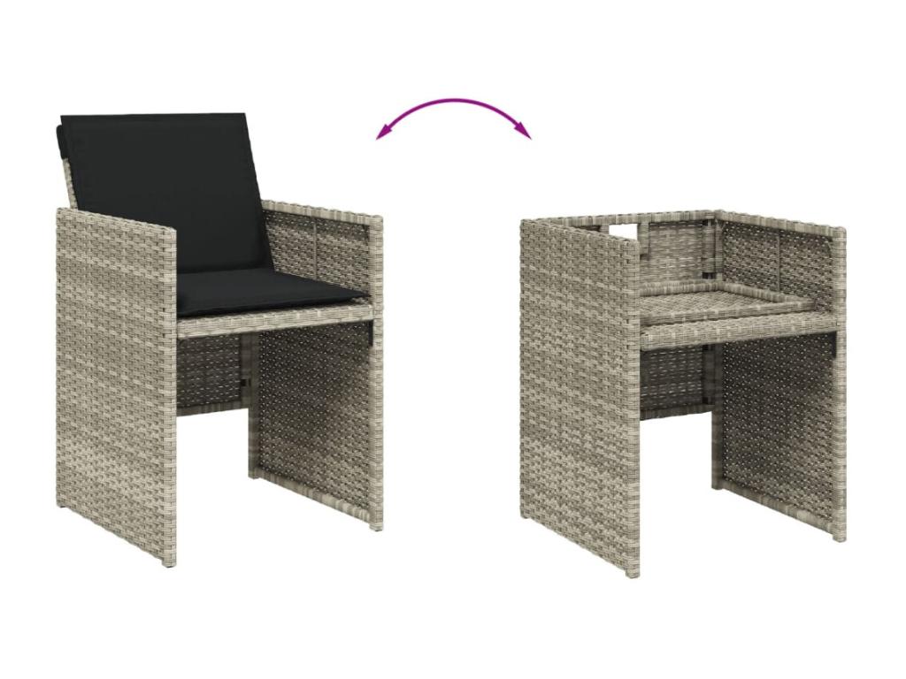 17-piece light grey rattan garden dining set and cushions