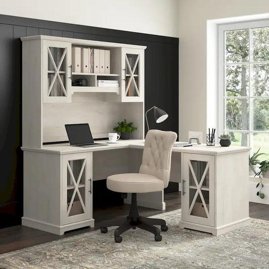 Lennox L Shaped Desk with Hutch and Storage Cabinets by Bush Furniture