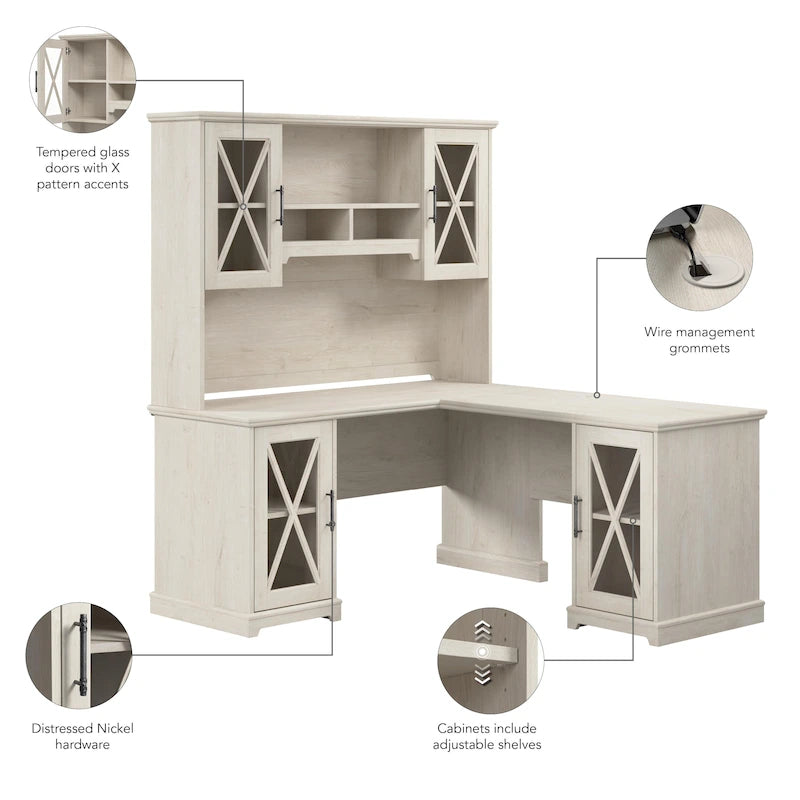 Lennox L Shaped Desk with Hutch and Storage Cabinets by Bush Furniture