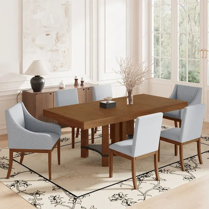 Rustic 7-Piece Extendable Dining Table Set with 18in Removable Leaf