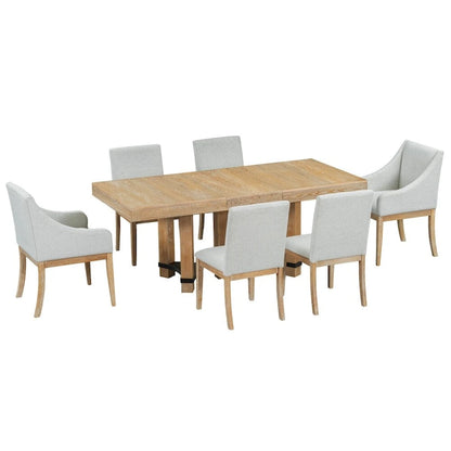 Rustic 7-Piece Extendable Dining Table Set with 18in Removable Leaf