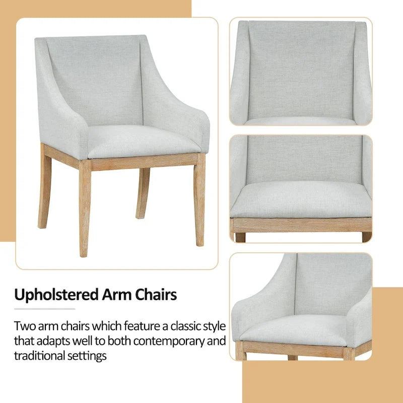 Rustic 7-Piece Extendable Dining Table Set with 18in Removable Leaf