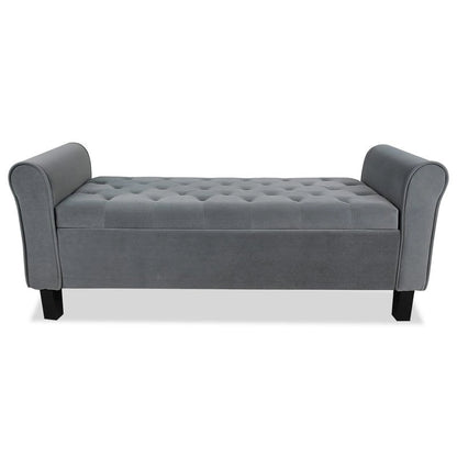 Velvet Ottoman Bench with Storage and Arms
