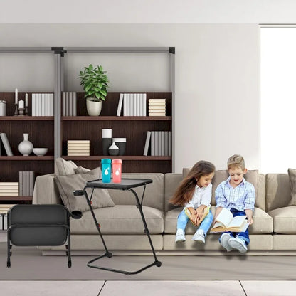 TV Tray Table Desk with Cup Holder Adjustable Folding for Home, Office,Foldable, Portable, Stable, Llghtwelght, Storage