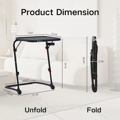 TV Tray Table Desk with Cup Holder Adjustable Folding for Home, Office,Foldable, Portable, Stable, Llghtwelght, Storage