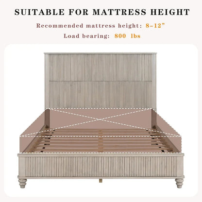GDFStudio - Harrison Sturdy Solid Wood Bed Frame with Tall Headboard for Elegant Bedrooms