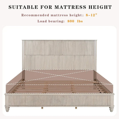 GDFStudio - Harrison Sturdy Solid Wood Bed Frame with Tall Headboard for Elegant Bedrooms