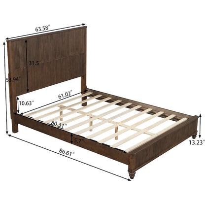 GDFStudio - Harrison Sturdy Solid Wood Bed Frame with Tall Headboard for Elegant Bedrooms