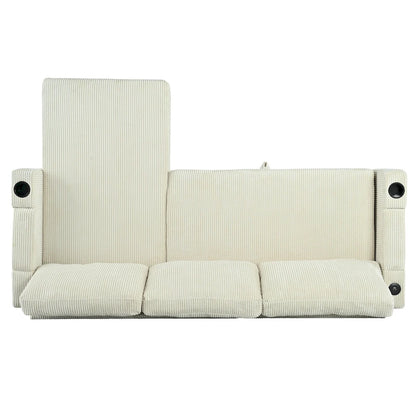 Christopher Knight Home - Reversible Fabric Sleeper L-Shaped Sectional Sofa with Storage Chaise, USB Ports & Cup Holders
