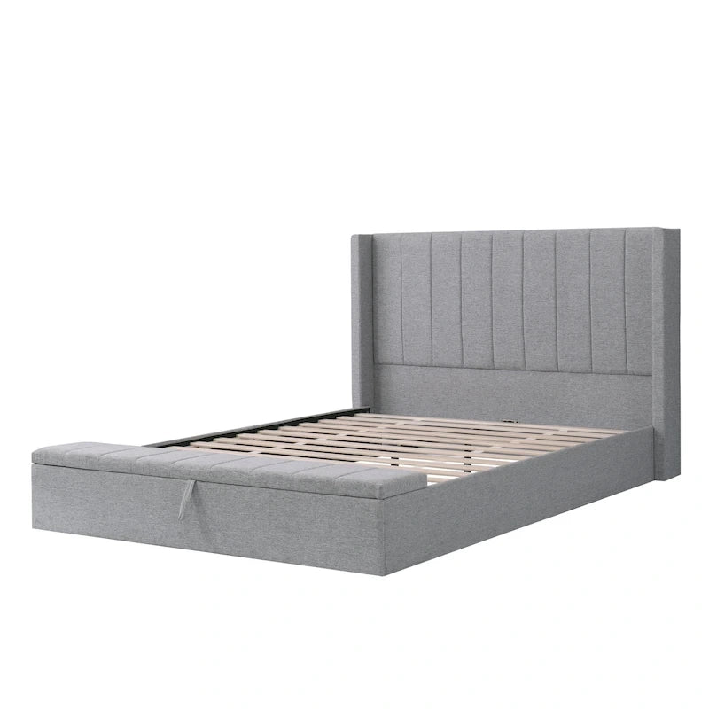 Christopher Knight Home - Queen Upholstered Platform Bed with Headboard and Storage
