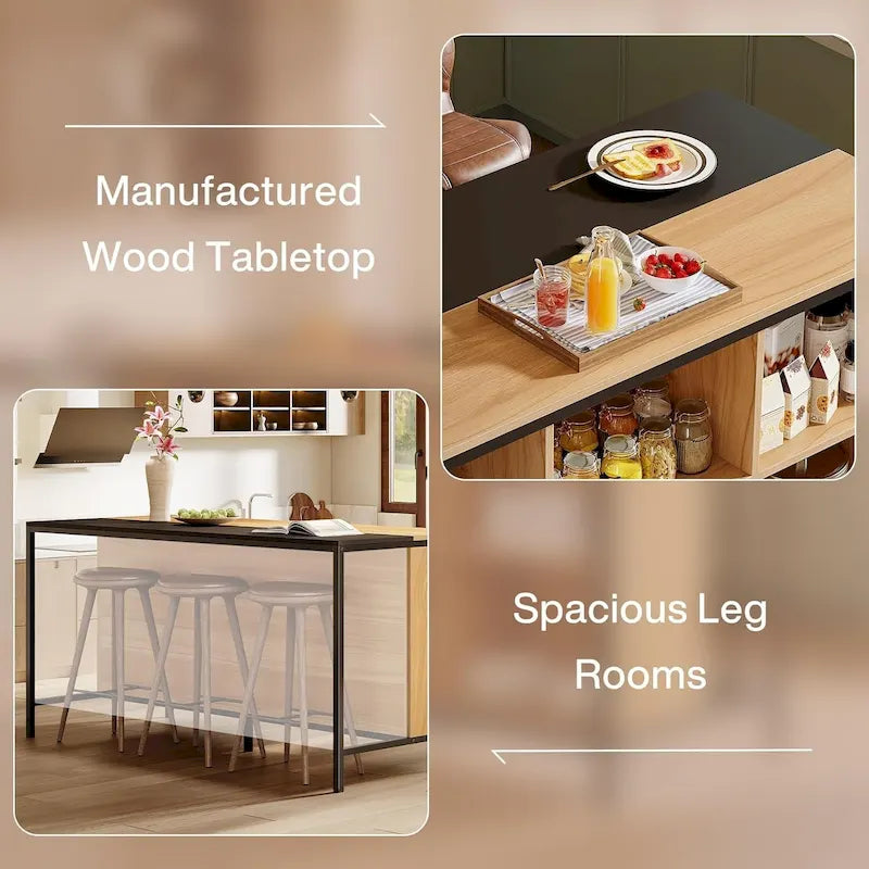 Kitchen Island with 6 Cube Storage for Kitchen Dining Room