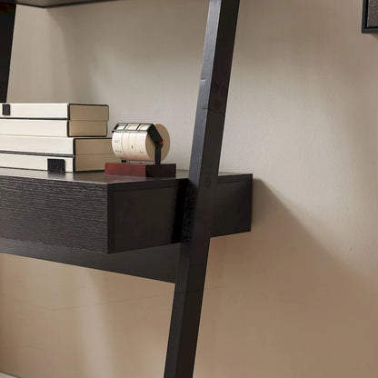 Modern Home Office Desk with Ladder Bookcase and Functional Storage