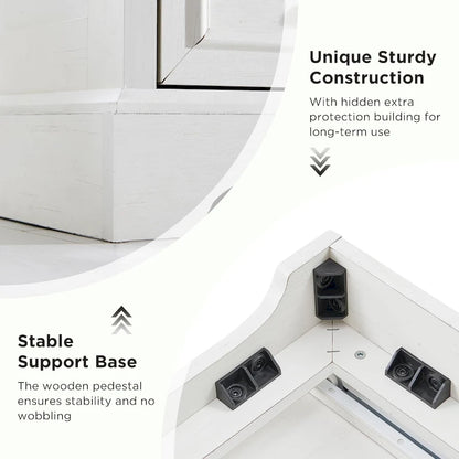 Farmhouse 3-Drawer Nightstand, Wide End Table with Charging Station