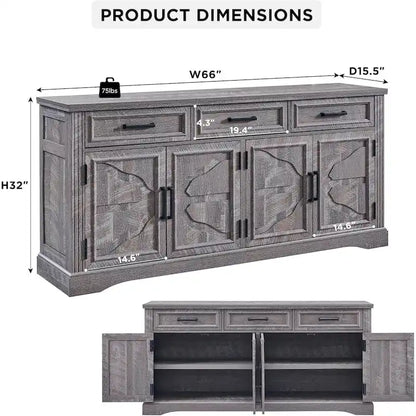 Farmhouse Buffet Sideboard Cabinet,Coffee Bar Wine Bar for Dining Room - N/A