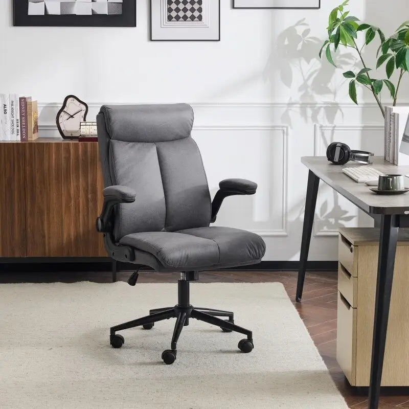 28W Mid-Back Swivel Office Chair Task Chair With Adjustable Arms - N/A