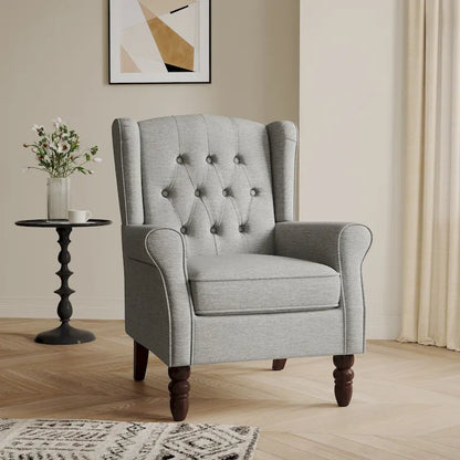 Button-Tufted Accent Chair Wingback Armchair - 38H