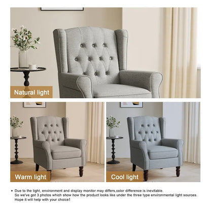 Button-Tufted Accent Chair Wingback Armchair - 38H