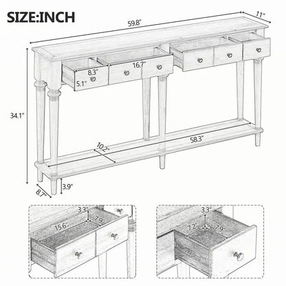 Entryway Table with 4 Drawers(Espresso)