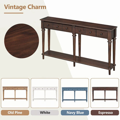 Entryway Table with 4 Drawers(Espresso)