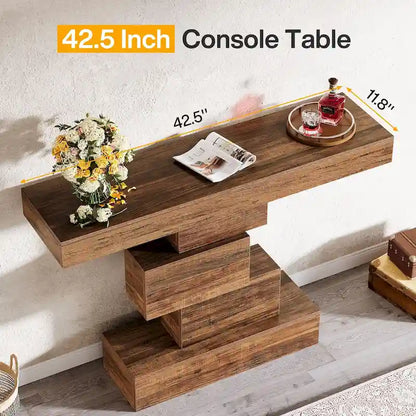 42 Inches Industrial Wood Console Table for Living Room Entryway - 11.8D x 42.5W x 31.5H