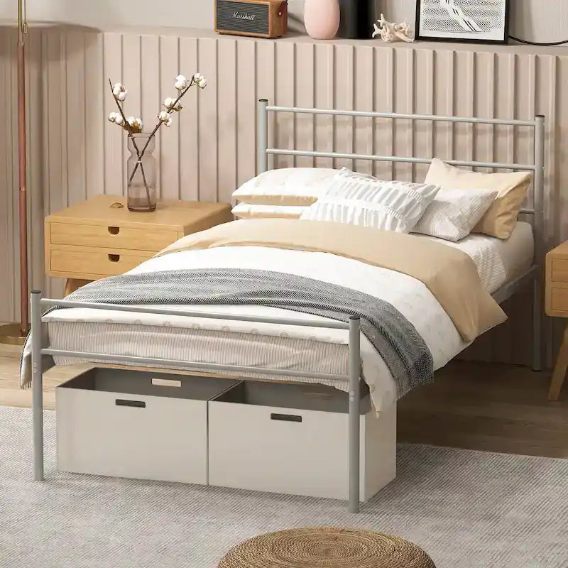 Costway Twin Metal Bed Frame Mattress Foundation No Box Spring Needed
