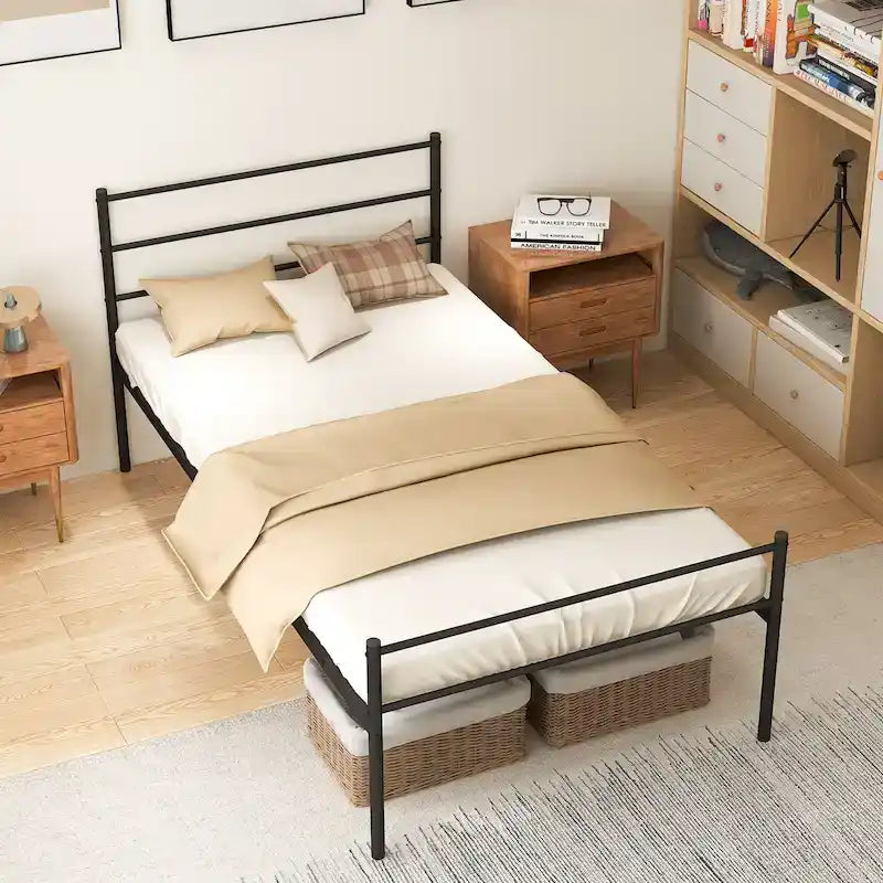 Costway Twin Metal Bed Frame Mattress Foundation No Box Spring Needed