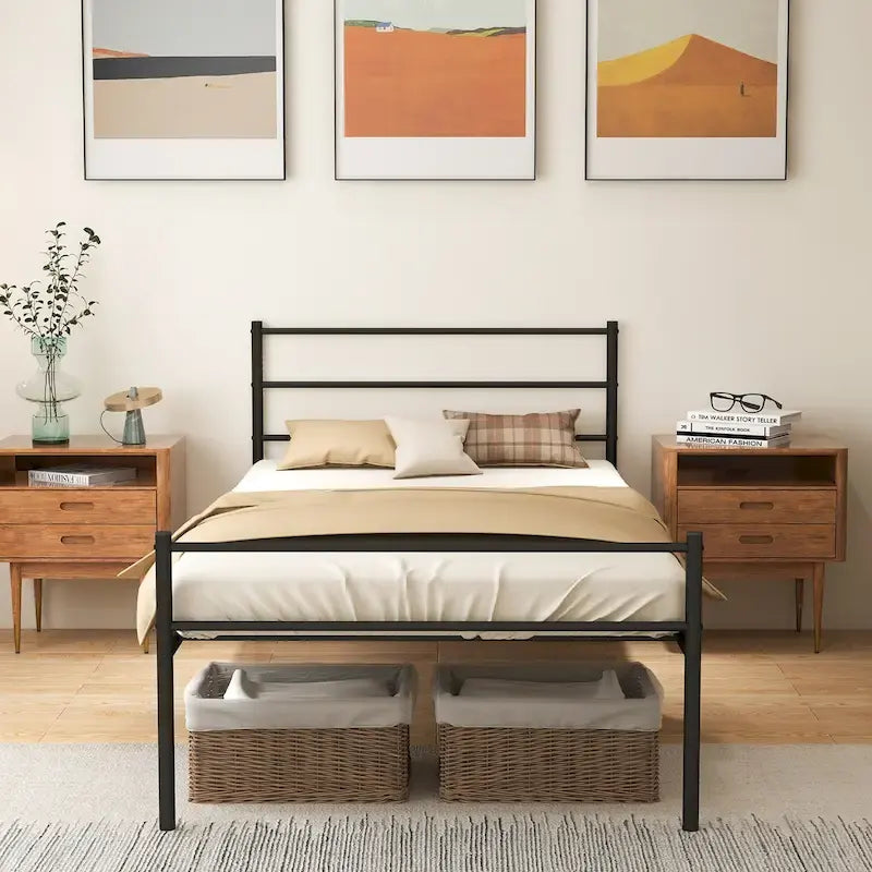Costway Twin Metal Bed Frame Mattress Foundation No Box Spring Needed