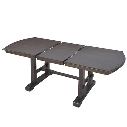 60-78 Extendable Dining Table, Farmhouse Wooden Kitchen Table with Removable Leaf, Large Expanding Table for 4-8
