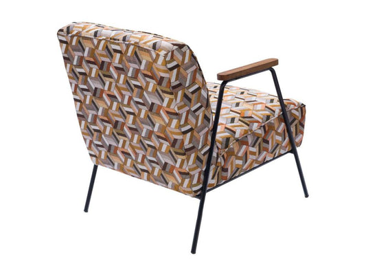 Armchair in brown geometric patterned fabric - Homzora