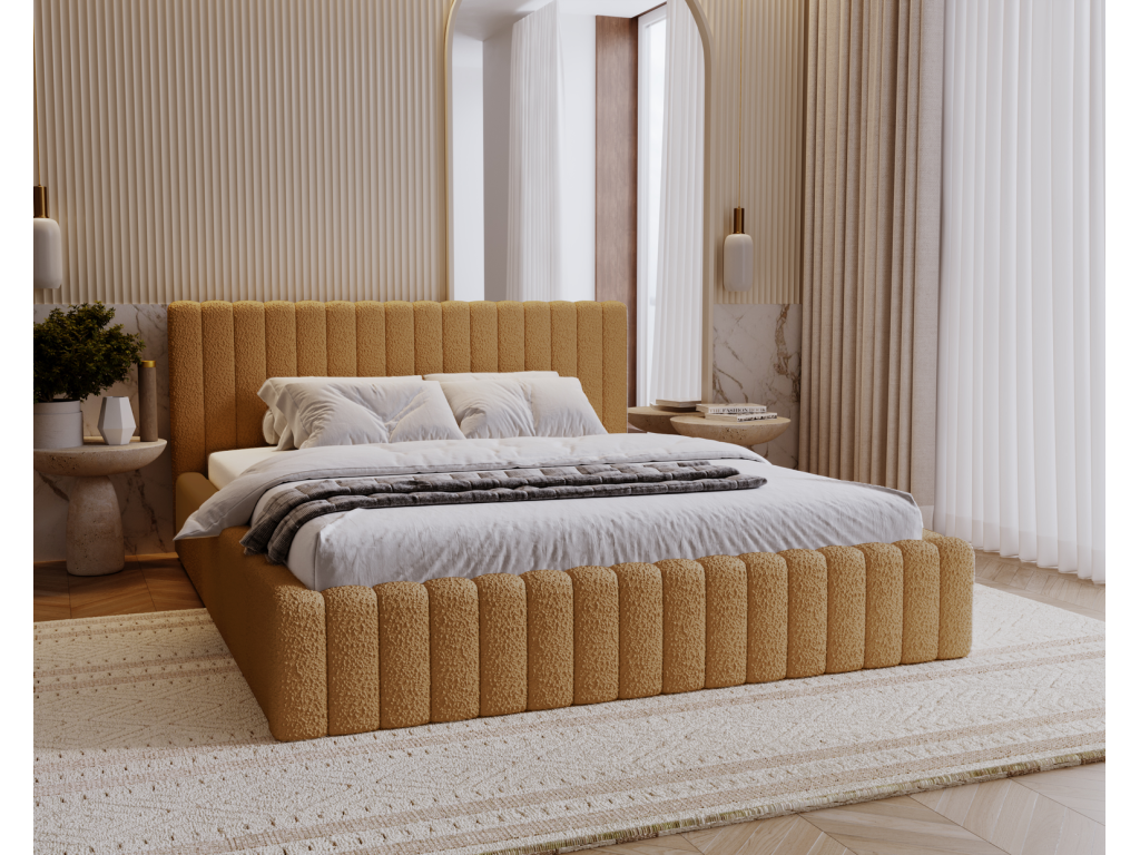 Homzora Billo Upholstered Bed 200x200 cm - Double Bed with Storage Headboard - Adult Bed for Teenager's Room - Homzora Anthology 10