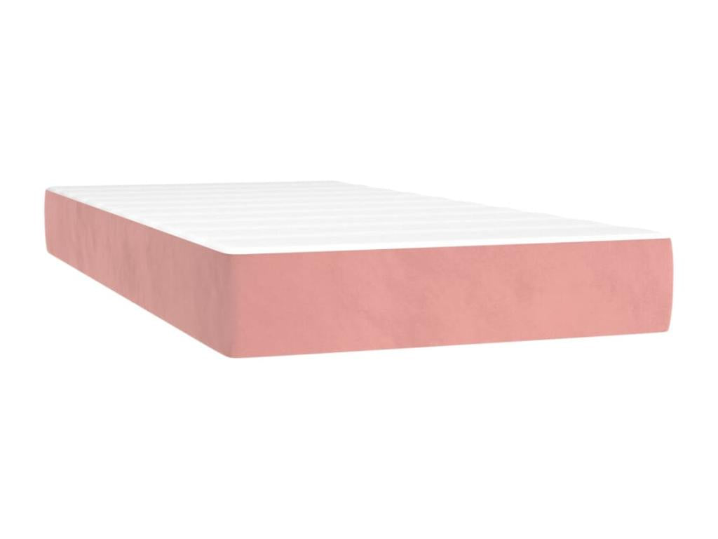 Upholstered bed base with mattress, pink, 100x200 cm, velvet