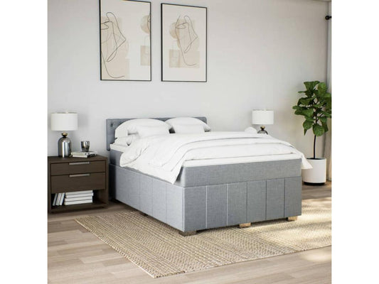 Homzora bed base with light grey mattress 160x200cm fabric