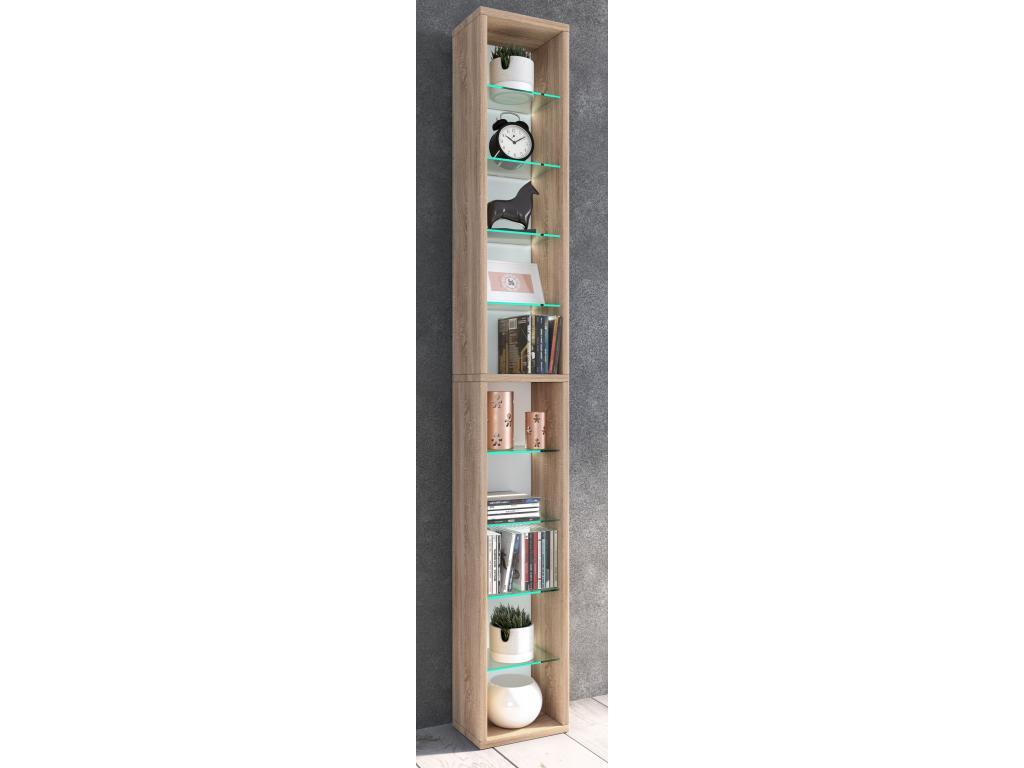 Doucezen Wooden CD/DVD Stand Storage Shelf on Foot Bookshelf Decorative Glass Shelf Rasato Sawn Oak Doucezen - 152