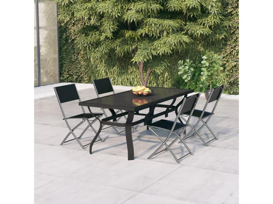 5-piece garden dining set, grey and black