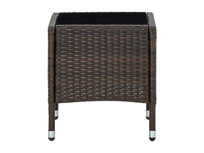 Brown garden table, 40x40x45 cm, woven resin