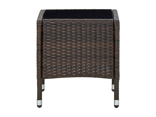 Brown garden table, 40x40x45 cm, woven resin