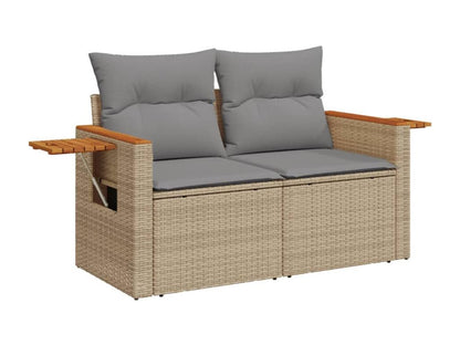 Garden furniture set with 10 beige resin wicker cushions