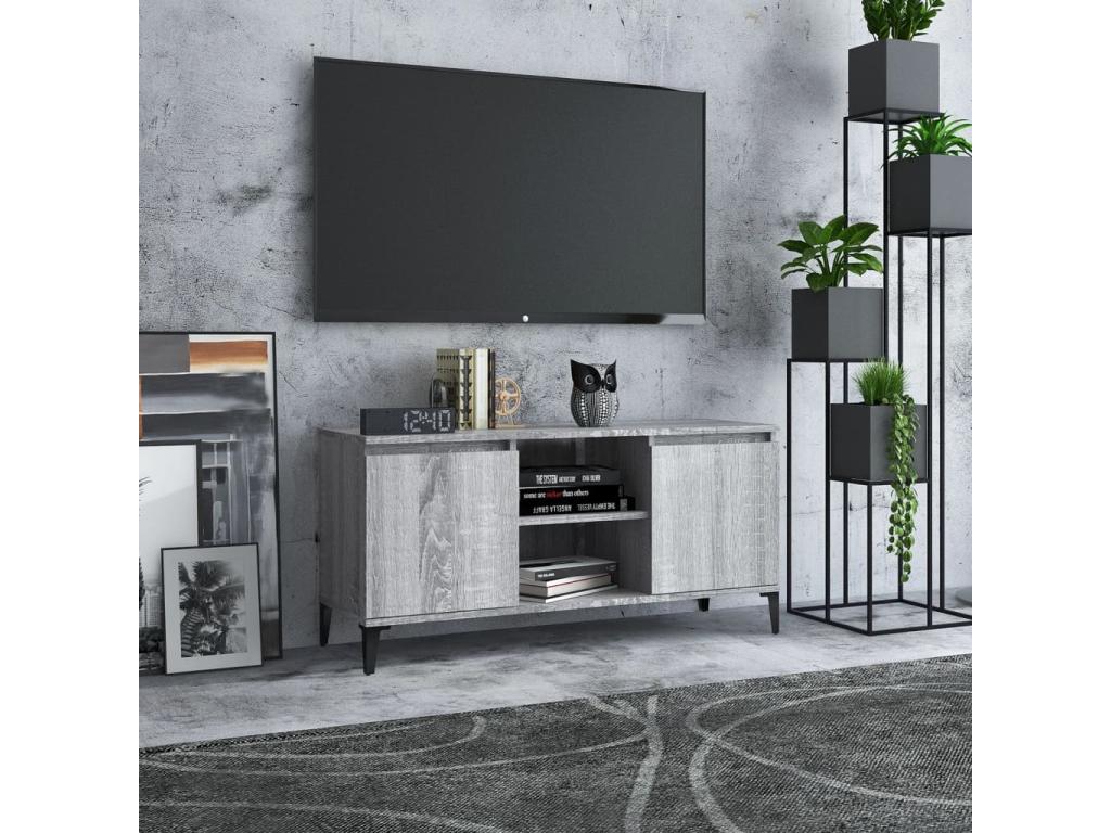 Homzora TV stand with metal legs, grey, 103.5x35x50 cm