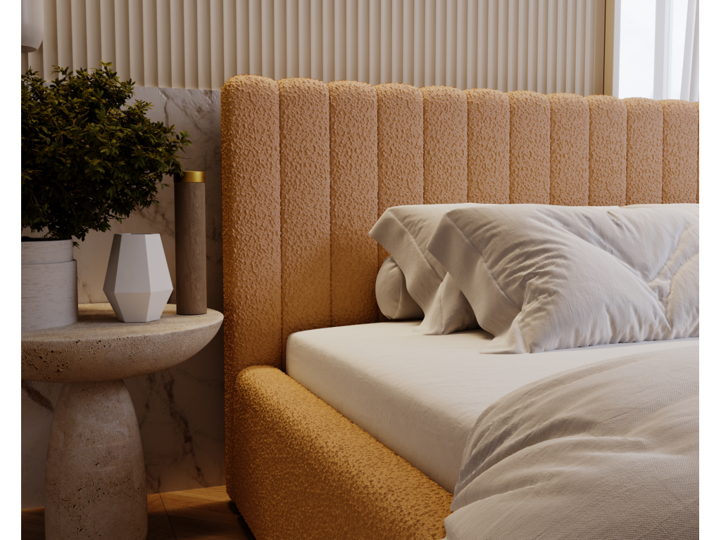 Homzora Billo Upholstered Bed 200x200 cm - Double Bed with Storage Headboard - Adult Bed for Teenager's Room - Homzora Anthology 10