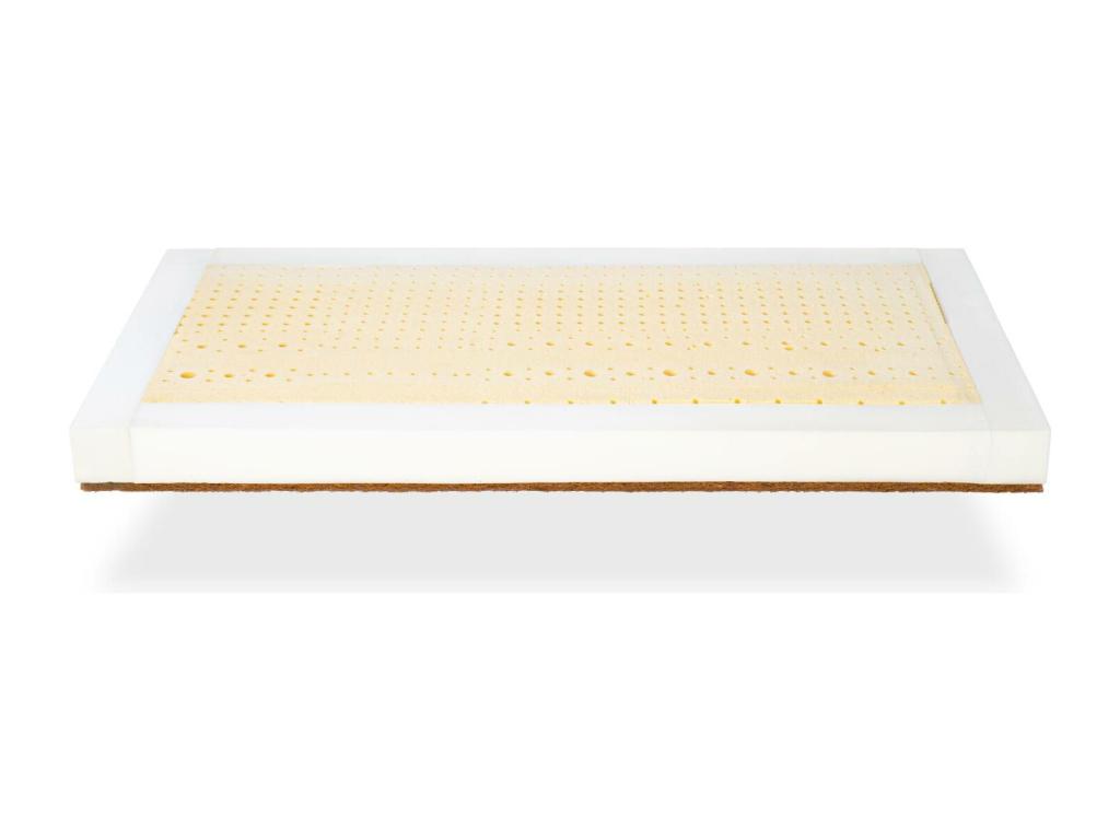 Latex mattress 67x137 cm, 11 cm thick, natural latex and coconut fiber, removable cover. Organic fabric