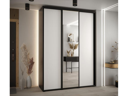 Homzora 3-Door Sliding Wardrobe 235.2/170/60 cm, Black/White/Black
