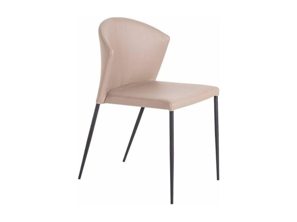 Homzora faux leather and black steel chair - set of 2 - Homzora 28 Mauve color