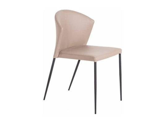 Homzora faux leather and black steel chair - set of 2 - Homzora 28 Mauve color